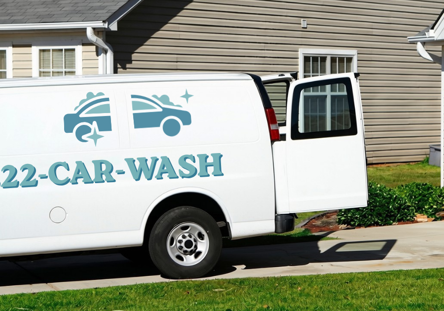 Spelled out on the van: 222-CAR-WASH