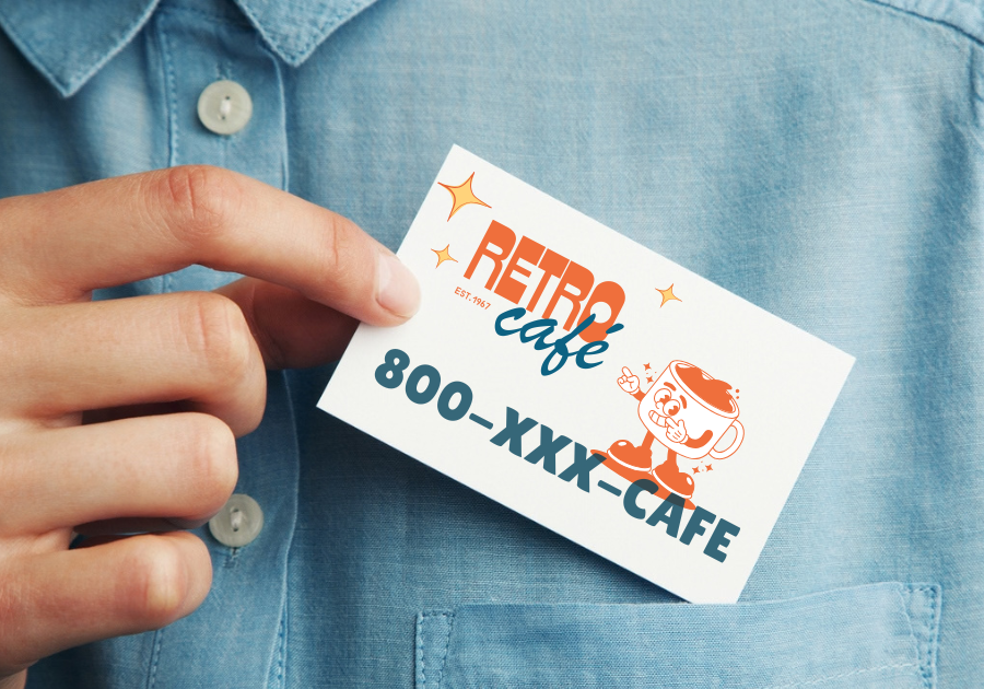 Spelled out on the business card: 800-XXX-CAFE