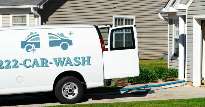 Spelled out on the van: 222-CAR-WASH